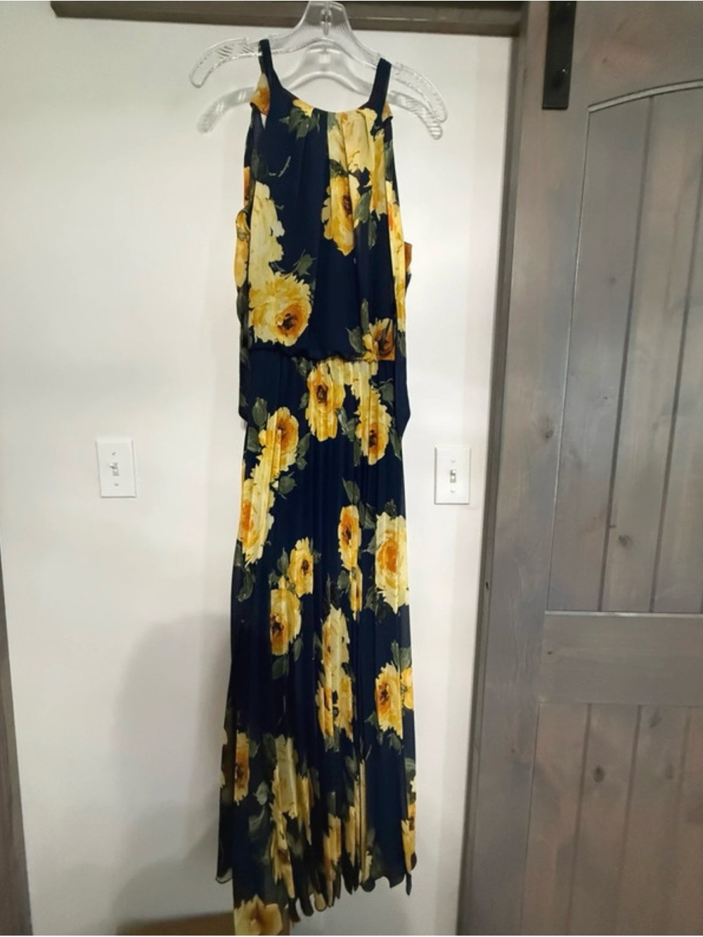Premier Navy Maxi Dress with Yellow Floral Print